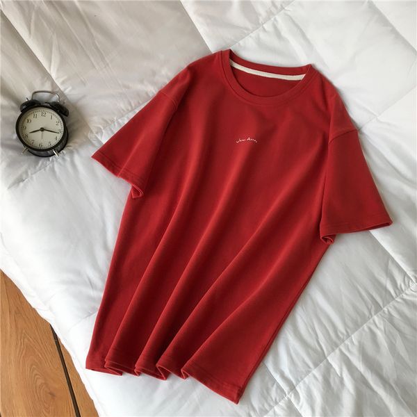 

fanco 2020 summer new women's loose oversize round neck short sleeve t-shirt korean alphabet bottoming shirt, White