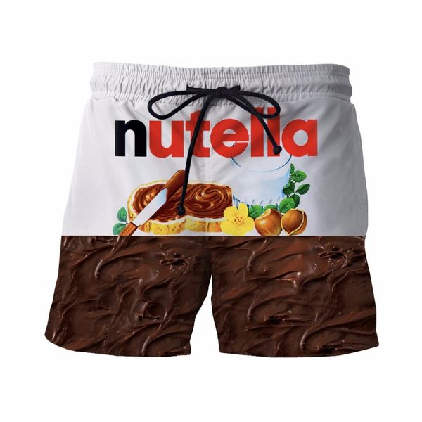 

New Nutella Short Pants Delicious Chocolate Sauce Prints 3D Shorts Mens Hipster Beach Shorts Mens Streetwear Casual Board