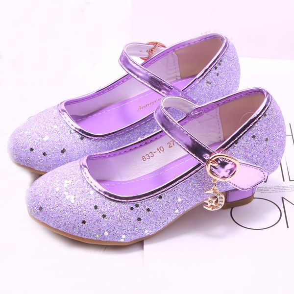 

mudipanda girl high heels pink sandals children's purple blue princess shoes sequin students dance shoes size 27-37 kids sandal t200114, Black;red