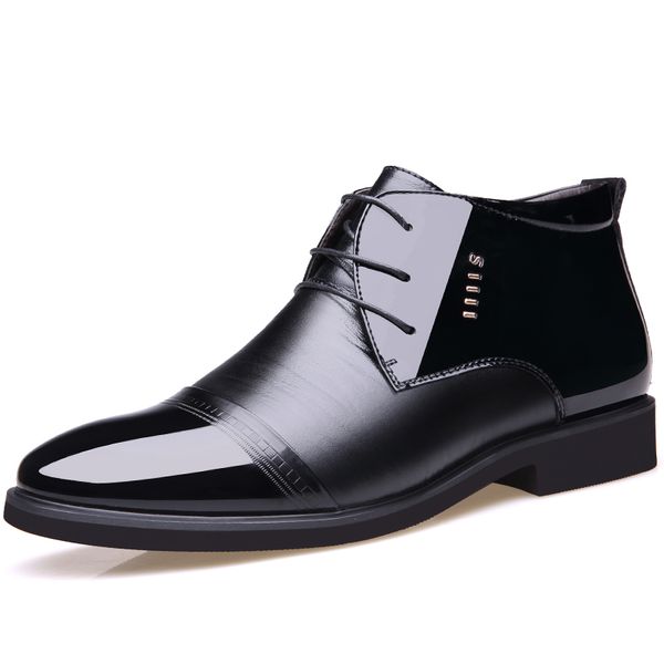 

2018 new designer men boots microfiber men winter shoes wool inside warm snow boots black man leather ankle