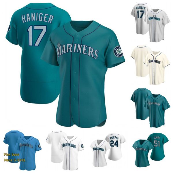 

24 кен гриффи младший 2020 seasons бейсбол джерси 51 ичиро сузуки эдгар мартинес митч haniger mallex смит ди гордон марко гонсалеса, Blue;black