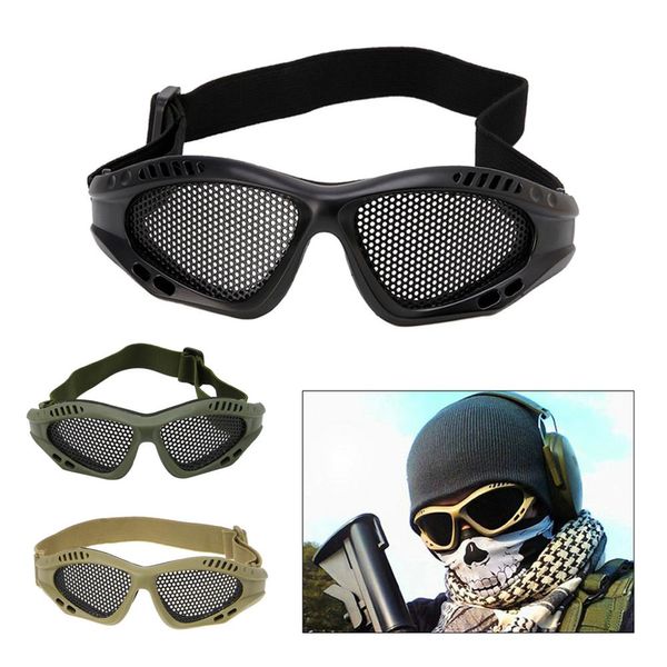 

outdoor eye protective comfortable airsoft safety tactical glasses goggles anti fog with metal mesh 3 colors