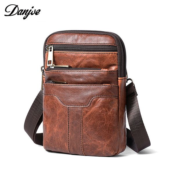 

danjue men belt bag genuine leather waist packs for men fanny pack phone pouch travel bags male shoulder crossbody messenger bag