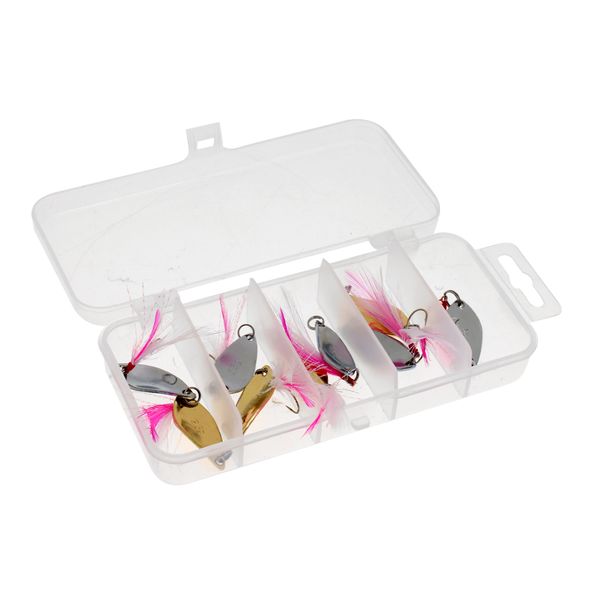 

spoon hard fishing baits metal spinner bionic baits with single hook feather