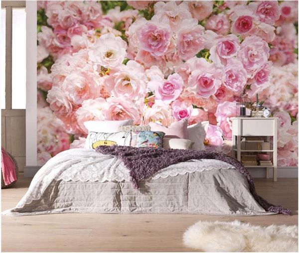 Romantic Pink Rose Flower Background Wall Murals Wedding House Living Room Home Decor Photo Wallpaper Papel De Parede Floral 3d Full Hd Wallpaper Full