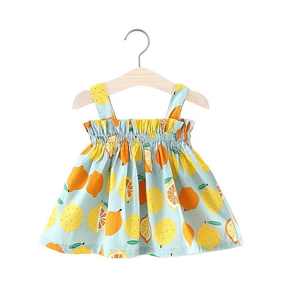 

girls dresses sleeveless suspender kids dresses children lemon printed solid girls dresses summer kids designer clothes girls fj170, Red;yellow