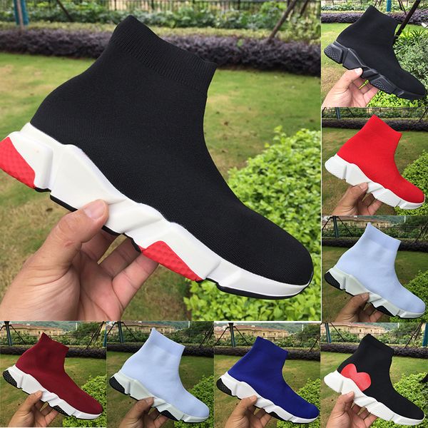 

2019 luxury sock shoe speed trainer race casual shoes sneakers runners grey red shoes men women sports boots, Black