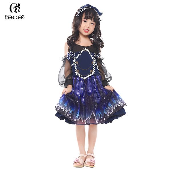 

rolecos 2018 new arrival girl gothic lolita dresses starry sky floral print dress long sleeve sweet lolita princess dress, Black;red