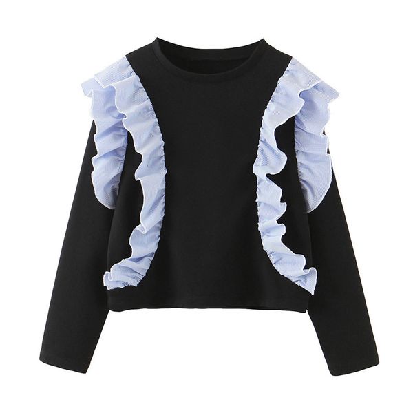 

basic ruffled hoodies for women streetwear female spring autumn solid colour hoodies 2020 casual sweatshirt new hip, Black