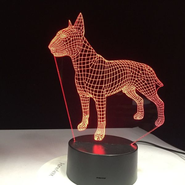 

bull terrier dog 3d lampen 7 color usb night lamp led for kids birthday creative bedside decor gift support dropshipping