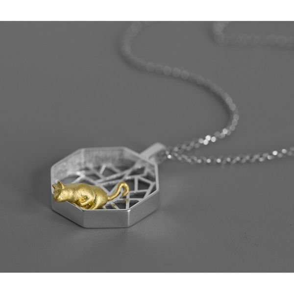 

acecare echocardiography cat flower windows hollow pendant oriental art s925 silver gold color women necklace jewelry accessory