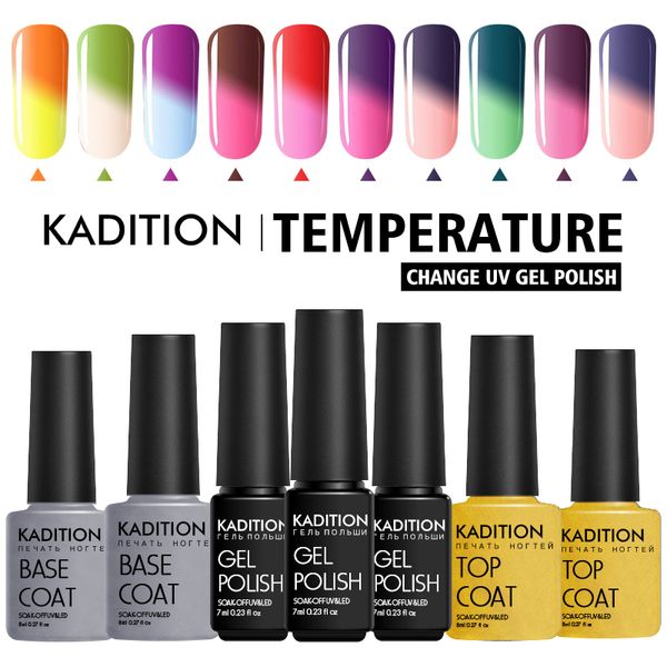 

kadition temperature change colors 7ml gel nail polish long lasting uv led gel lacquer soak off lucky color thermo varnish, Red;pink
