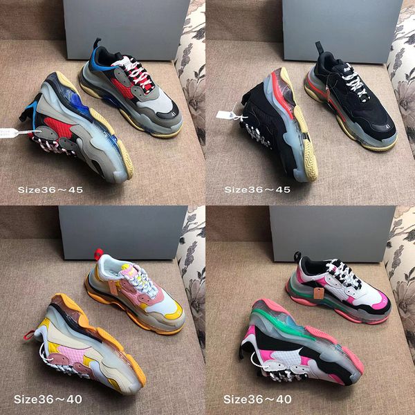 

triple s clear bubble midsole casual shoes multicolor triple black red mens womens fashion sneaker size 36-45