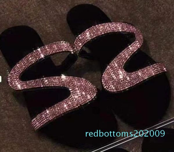 

diamond flats sandals slides summer luxury designer beach indoor flat g shoes brand sandals slippers house flip flops with spike sandal r09, Black