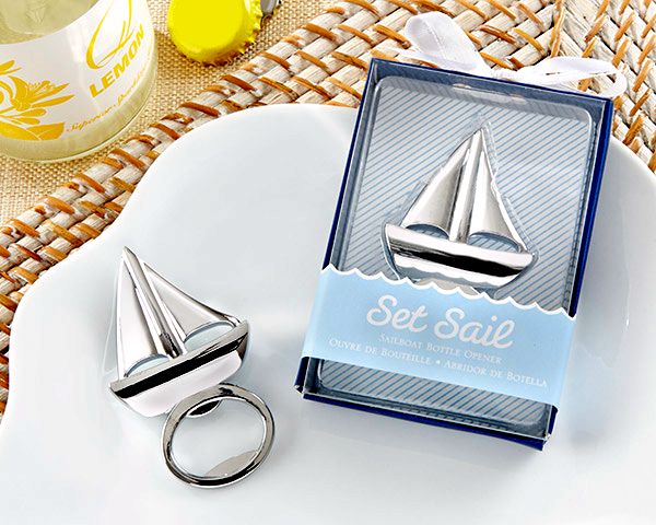 Set aus legiertem Metall, Segelboot, Segeln, Bierflaschenöffner, Sommer am Strand, für Hochzeit, Party, Dekoration, Geschenk