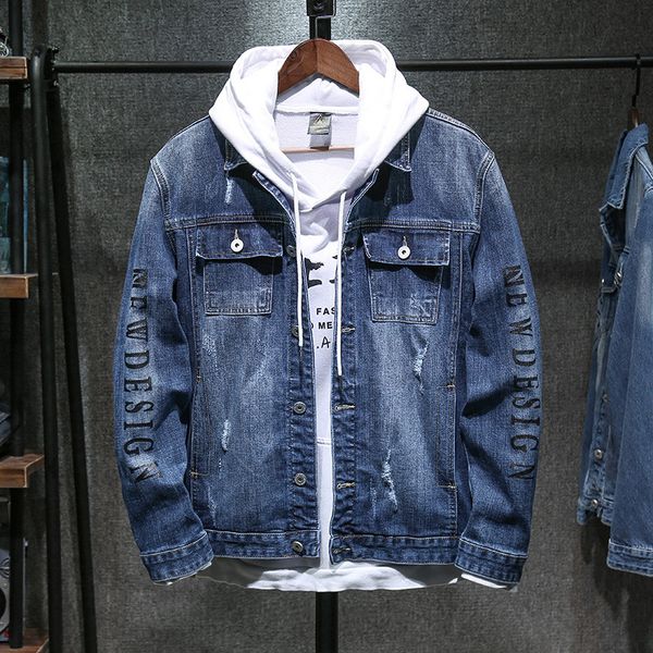 

autumn new style youth workwear coat trend of fashion denim wholesale manufacturers direct selling men's jacket, Black;brown