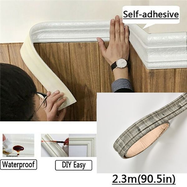 

3d living room waist line wall sticker home tiles waterproof self adhesive pvc wallpaper border foam background baseboard