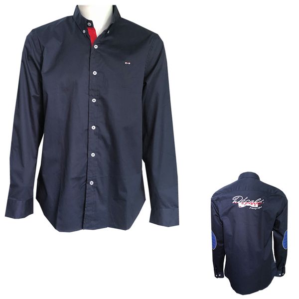 

new arrival 2019 casual business men dress shirts slim fit cotton stylish eden park males social shirts c22, White;black