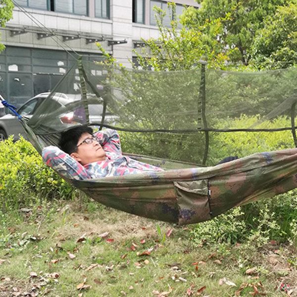 

portable travel camping jungle outdoor swing hammock mosquito net hanging bed