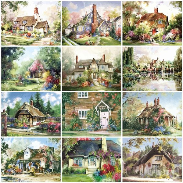 

painting by numbers canvas scenery acrylic paint unframe handpainted gift coloring by numbers house diy home decoration canvas painting art