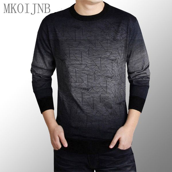

print sweater men brand clothing wool pullover men casual shirt autumn mens sweaters o-neck pull homme clothes 2018, White;black