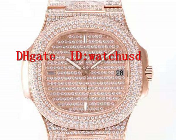 

40mm 18k rose gold designer watches full diamond luxury watch sapphire crystal waterproof mens watches cal.324 automatic mechanical, Slivery;brown