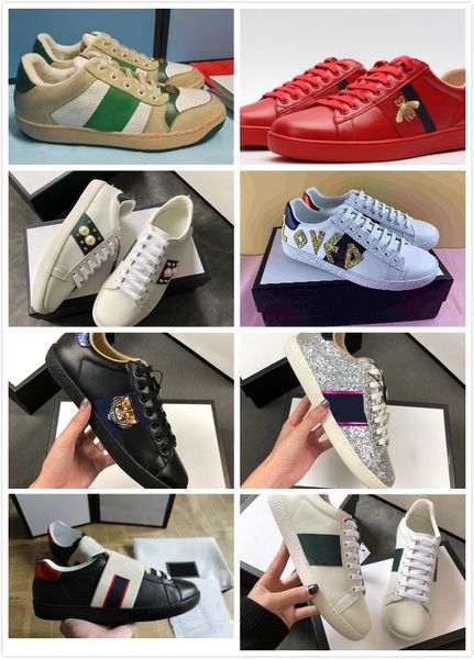 

men women casual shoes low flat leather sneakers ace bee stripes shoe walking sports trainers green red stripes, Black