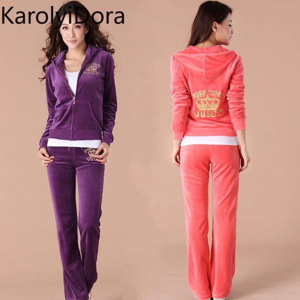 

women's suit 2020 winter velvet sports suit korean gold velvet casual two-piece winter running suit1, Blue;gray