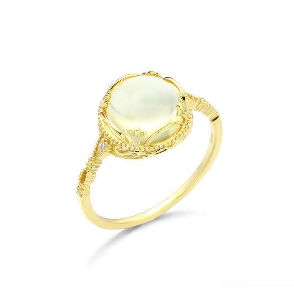 

2019 luxury retro citrine 925 sterling silver rings bands for women baroque upscale fancy gemstone office jewelry valentine gift, Golden;silver