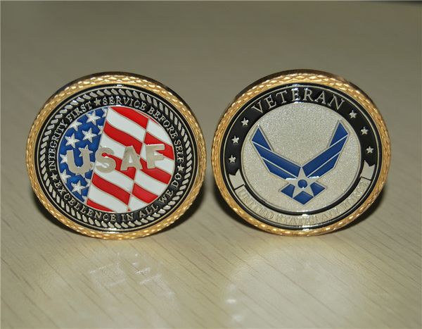 

lose money sale 24k gold plated coin u s air force veteran challenge coin dhl 50pcs/lot
