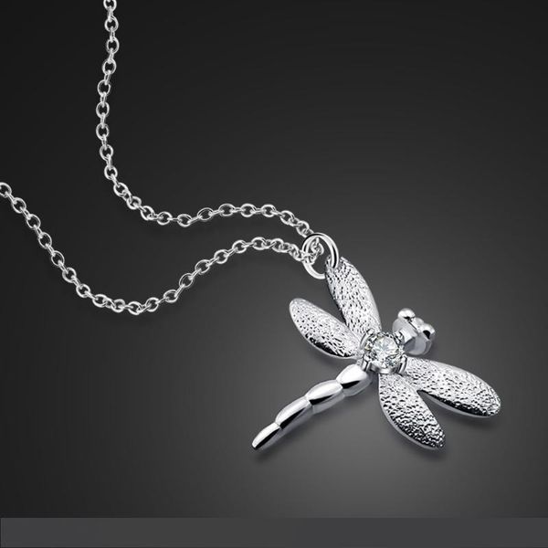 

мода милые девушки серебряные украшения подарков женщина 925 стерлингового серебра ожерелье персонализированные стрекоза твердая подвеска ко, Silver