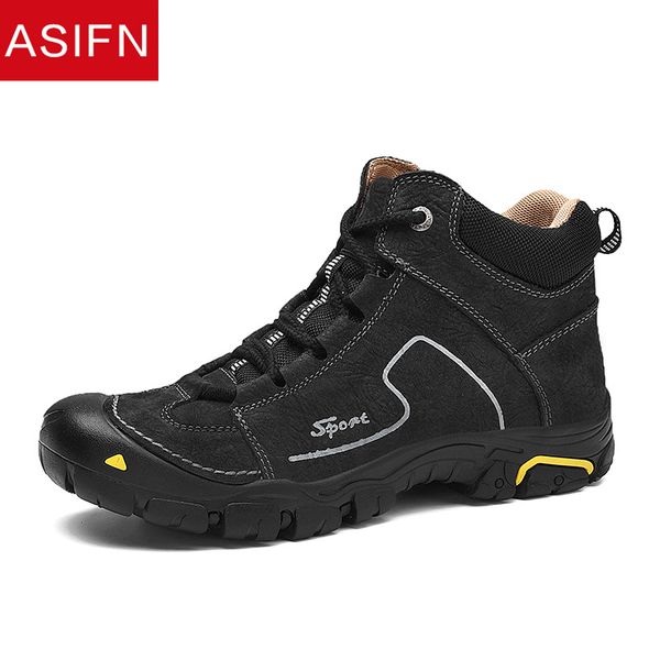 

asifn men winter boots fashion winter handmade safety shoes mankeeping warm work hiking snow boots male fur leather, Black