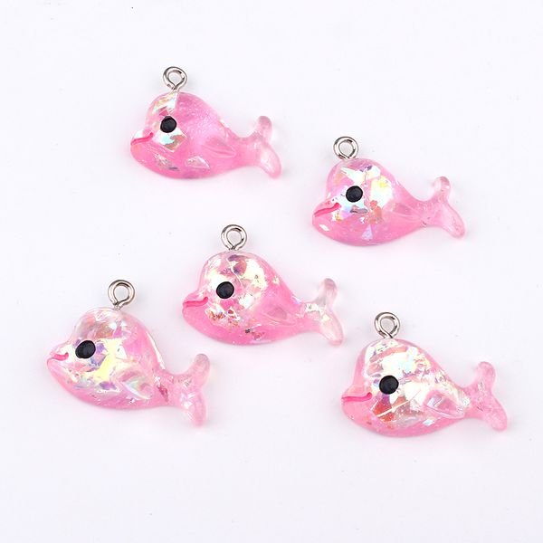 

10pcs cute pink whale fish resin charms for earring findings diy hair rope bracelet necklace pendant adornment jewelry accessory, Bronze;silver