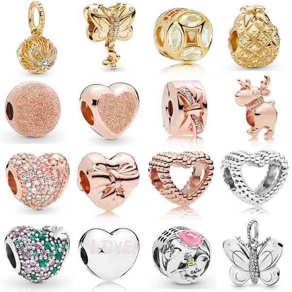 

925 sterling silver multi style heart butterfly charm pineapple pendant charm clip ser beads fit original pandora bracelet