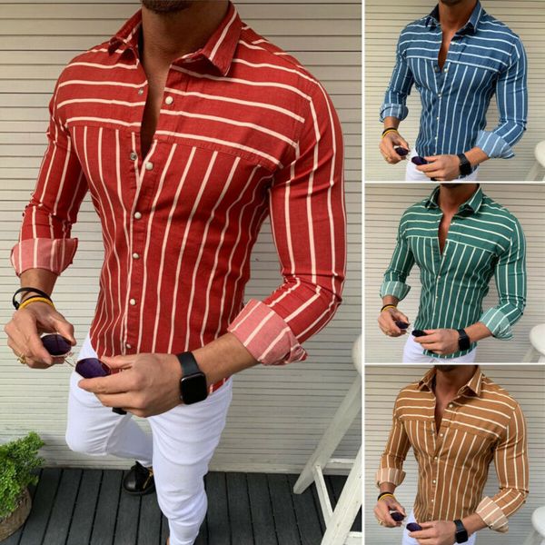 

luxury fashion men's v-neck slim fit shirt long sleeve stripe shirts casual henley blouse breathable soft, White;black
