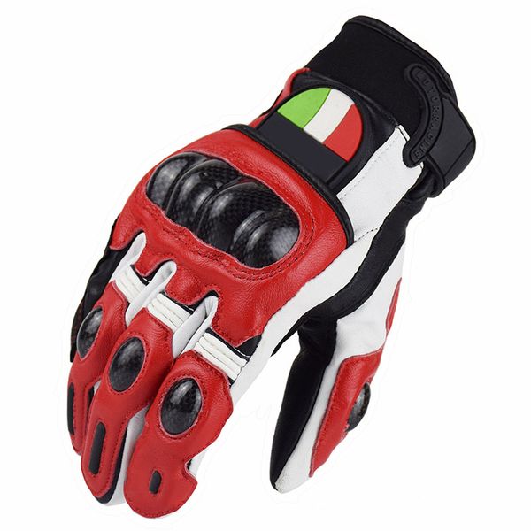 

motorcycle carbon protect red gloves bike riding touring men's leather gloves, Black