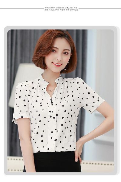 

ol casual shirts lapel neck short sleeve fashion style female clothing casual apparel womens summer designer, White