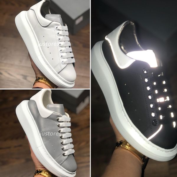 

2019 size 35-46 man woman designer shoe 3m reflective white macqueen oversized sole sneaker italian luxury shoe casual shoes, Black