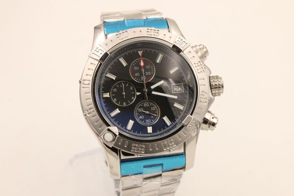 

46mm sport quartz battery date mens watches watch sapphire glass stainless steel case working chrono wrist mens watch watches, Slivery;brown