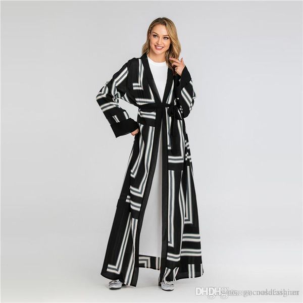 

women digital printed open stitch spring autumn designer loose ladies coat fashion pannelled female long jackets with sashes, Black;brown