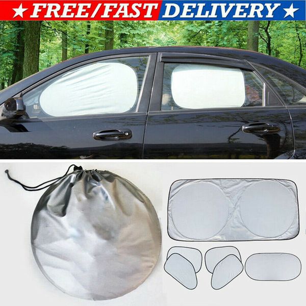 

5 pcs car window sun shade foldable windshield full shield visor block cover set