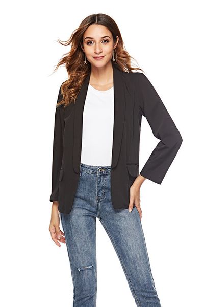 

photo shoot 2019 европейский leg весна европейских и американского стиль ins slim fit костюм с длинными рукавами fold-воротник, Black;white