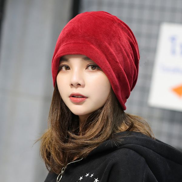 

fashion womens winter warm solid pure color velvet hat hip-hop hats ski drape slouch beanie cap earmuffs caps, Blue;gray