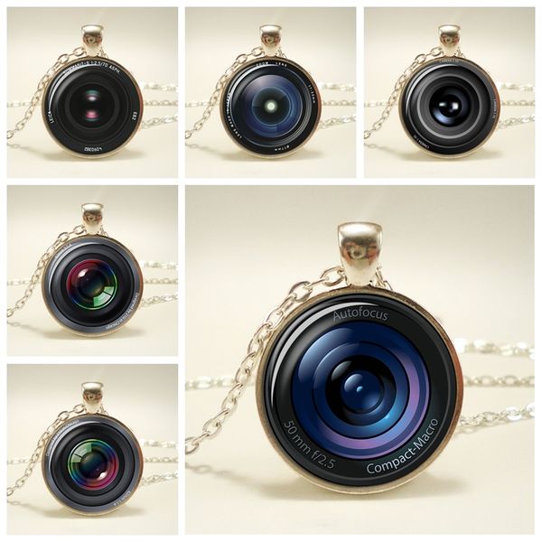 

vintage camera lens time gem pendants silver long chain necklace pgraphy camera lover charm pgrapher gift