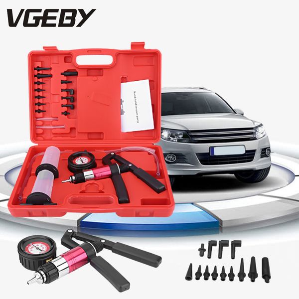 

car auto hand held vacuum pump pressure tester pistol pump brake bleeder adaptor fluid reservoir tester kit with adapters new