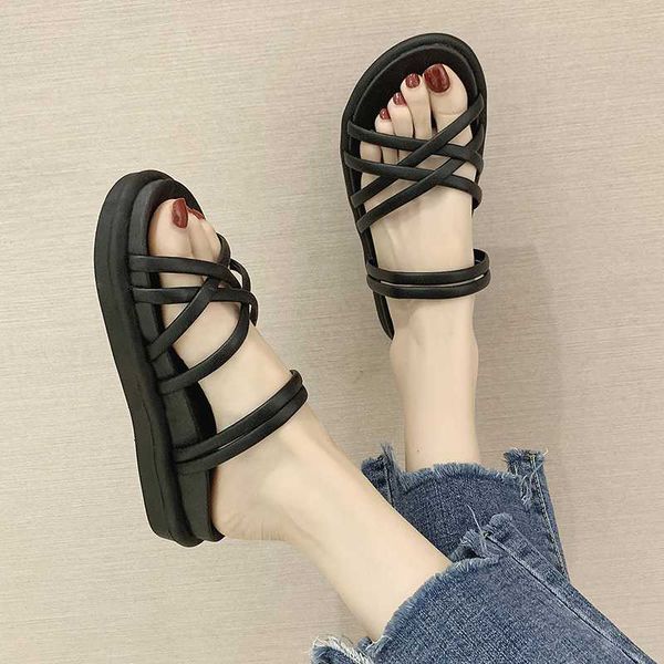 

shoes med summer woman slippers casual slides platform slipers women beach flat 2020 soft scandals pu basic, Black