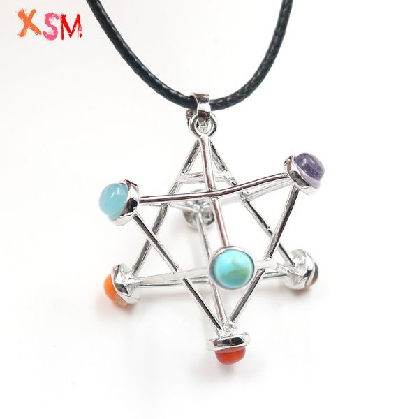 

Trendy Style Silver Plated Merkabah 7 Chakra Reiki Merkaba Amulet Pendant For Women Charm Jewelry Gift 1pcs