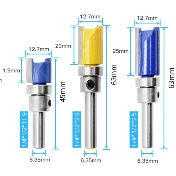 

1/4 milling cutter shank router bits set cnc cutter milling cutters for wood woodworking floor engraving cutting tool