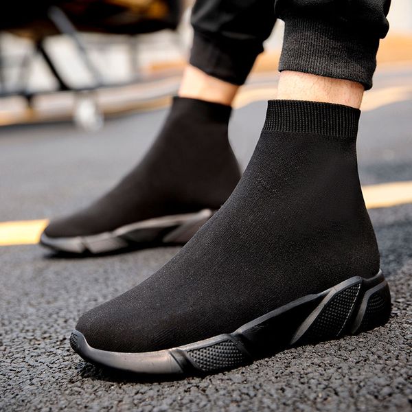 

mwy custom walking shoes women sport shoes couple outdoor walking jogging high socks sneakers zapatos mujer, Black