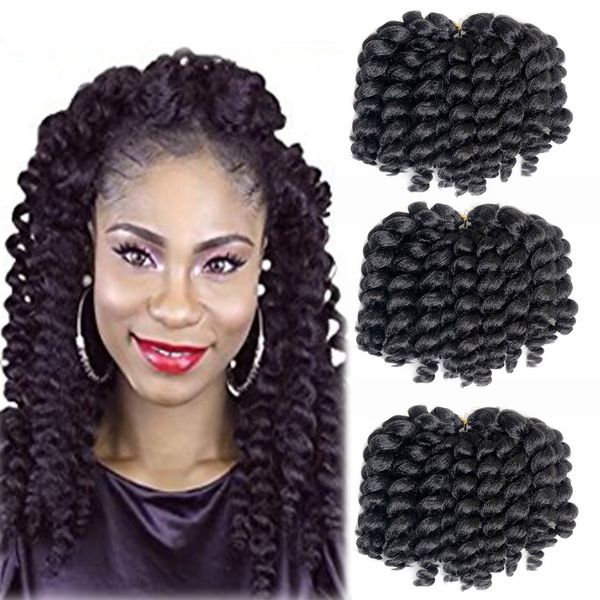 

1packs crochet wand curl braids hair 20 roots 8 inch jamaican bounce twist african braiding hair for black women (1b#